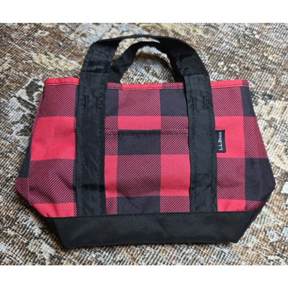 L.L. Bean Handbags - L.L.Bean Red Black Buffalo Plaid Mini Tote Bag Purse Handbag Small Classic